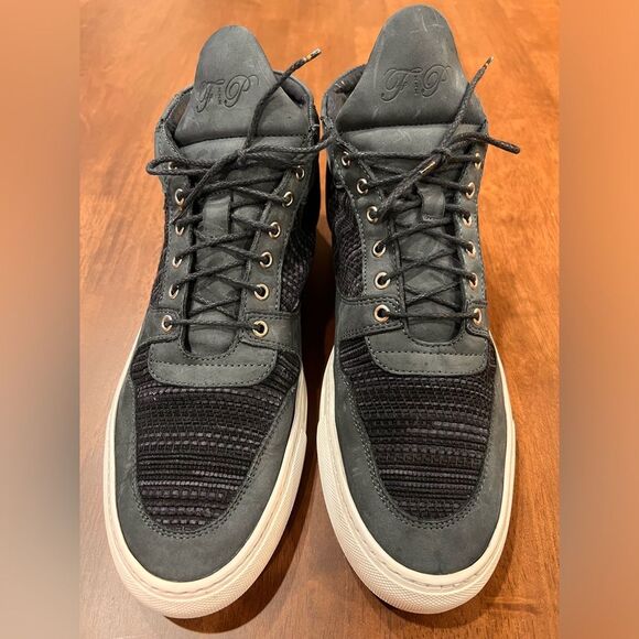 Filling Pieces High Top Sneakers US 11.5–12 Navy Suede Leather Handmade Portugal - Picture 9 of 14